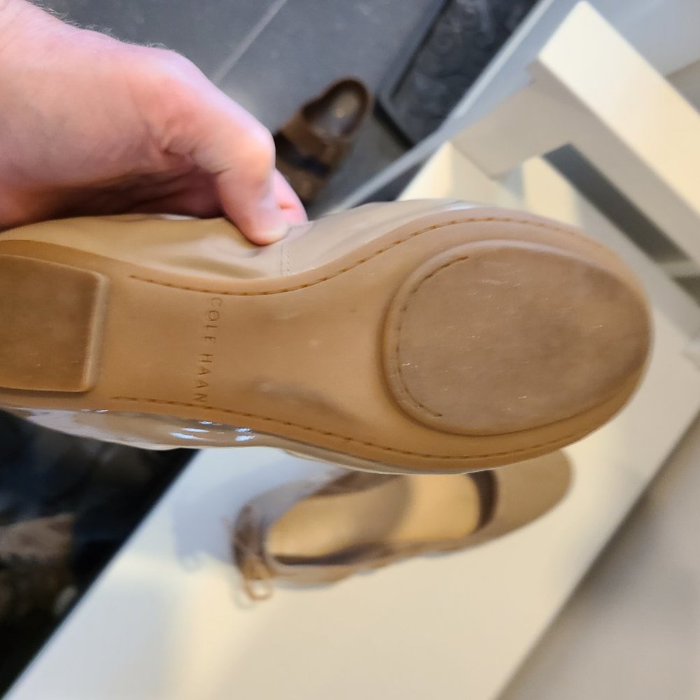 Cole Haan, shiny tan flats, size 6-1/2 - Picture 2 of 4